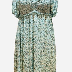 Polagram Women's Mint Floral PrintTiered Midi Dress Size Large